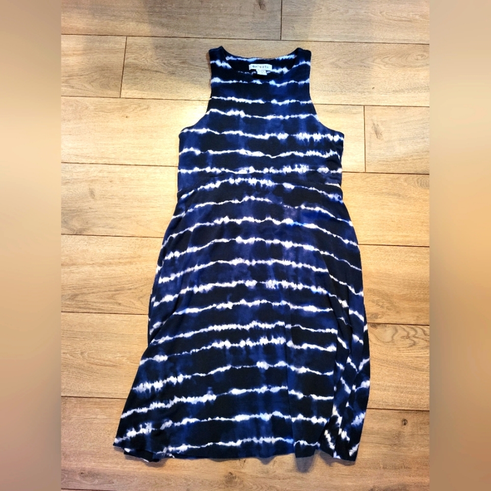 Athleta Santorini Thera Blue White Tie Dye Dress Womens Size Small